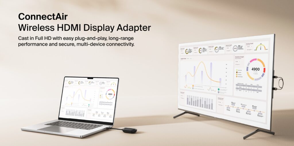 Belkin ConnectAir Wireless HDMI Adapter используется для презентации с ноутбука на большой экран в переговорной»